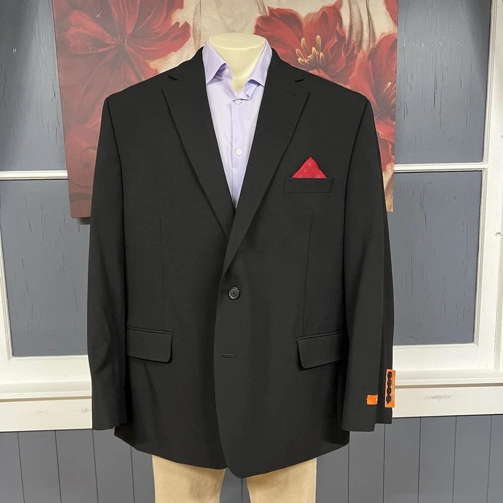 Tallia Blazer Sport Coat Mens 50R Classic Fit‎ Polyester Blend Stretch Black